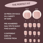 Nails.INC #NailingLife Classic Kim French Tip Square-Shaped Press-On Nail, 30 Nail Sizes, Long-Lasting, Non-Damaging, No Snap, Salon-Quality At Home Manicure, Glue Included, 33 Piece Set