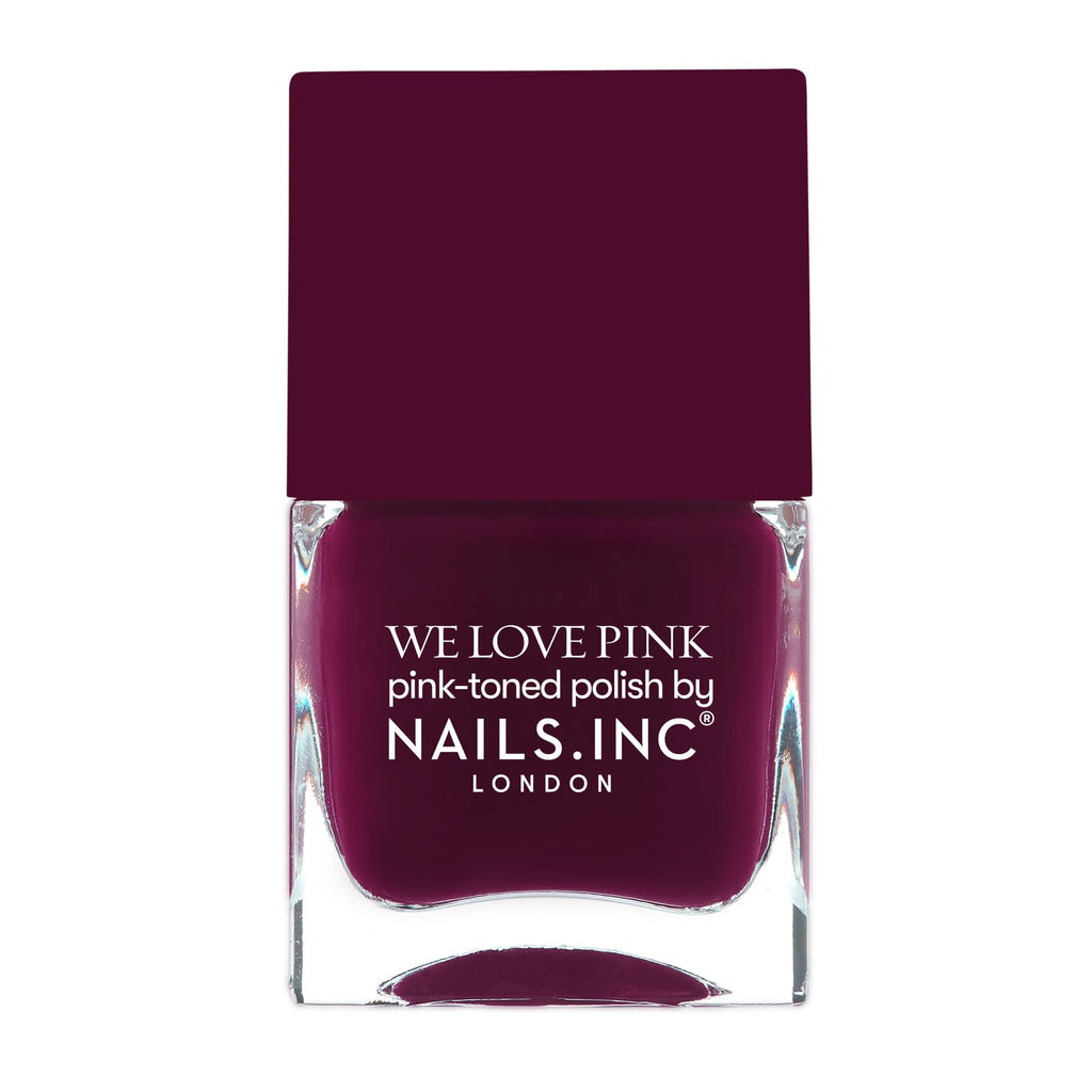 Nails Inc We Love Pink, What's The Blush, Burgundy, Glossy, No Chip, Long Lasting, Quick Dry, Air Dry, Professional Manicures & Pedicures, Fingernails & Toenails, Vegan Nail Polish, 14 ML