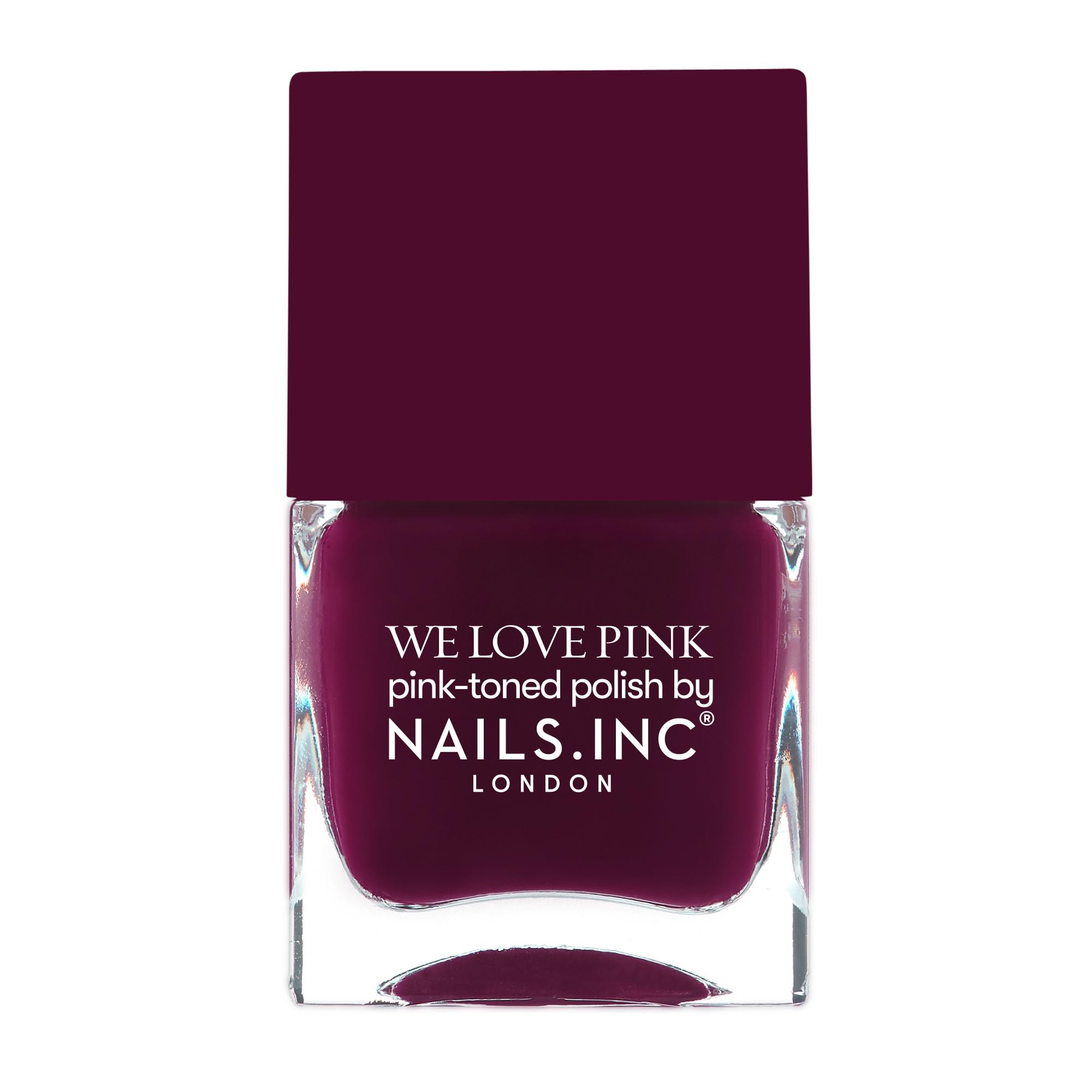 Nails Inc We Love Pink, What's The Blush, Burgundy, Glossy, No Chip, Long Lasting, Quick Dry, Air Dry, Professional Manicures & Pedicures, Fingernails & Toenails, Vegan Nail Polish, 14 ML