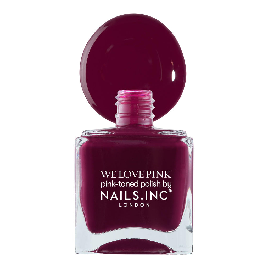 Nails Inc We Love Pink, What's The Blush, Burgundy, Glossy, No Chip, Long Lasting, Quick Dry, Air Dry, Professional Manicures & Pedicures, Fingernails & Toenails, Vegan Nail Polish, 14 ML