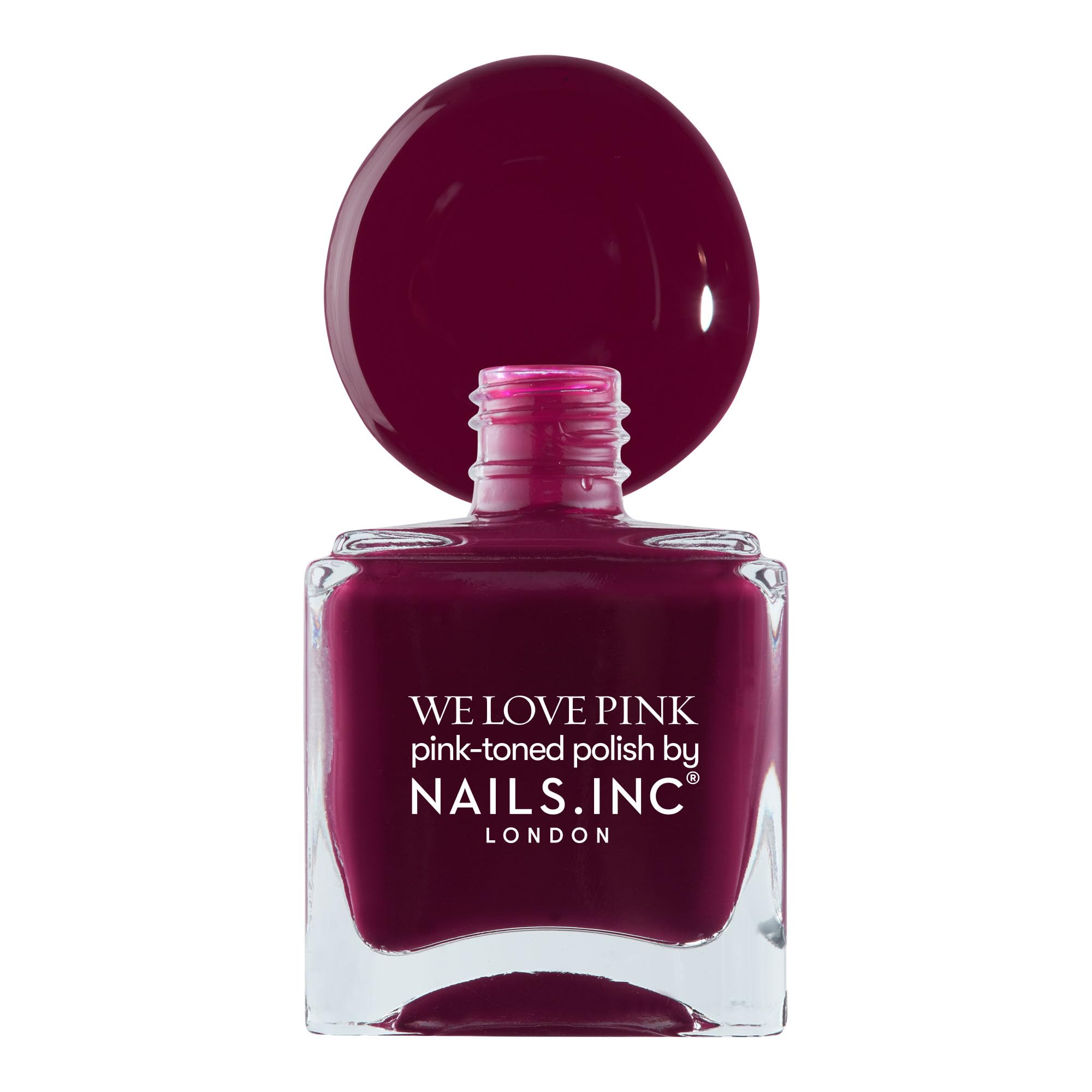 Nails Inc We Love Pink, What's The Blush, Burgundy, Glossy, No Chip, Long Lasting, Quick Dry, Air Dry, Professional Manicures & Pedicures, Fingernails & Toenails, Vegan Nail Polish, 14 ML