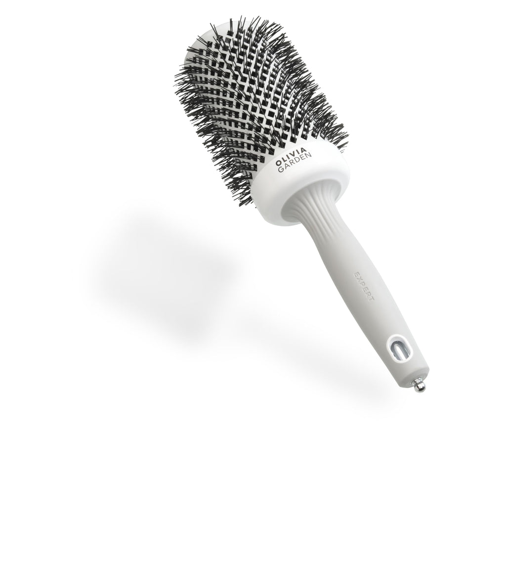 Olivia Garden Expert Blowout Shine - White & Grey - 55 - Ceramic Coated Round Brush for Smooth Blowout, Frizz-Free Hair & Radiant Shine - Very Good