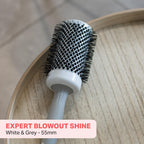 Olivia Garden Expert Blowout Shine - White & Grey - 55 - Ceramic Coated Round Brush for Smooth Blowout, Frizz-Free Hair & Radiant Shine - Very Good