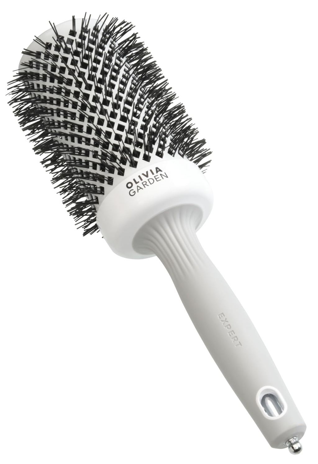 Olivia Garden Expert Blowout Shine - White & Grey - 55 - Ceramic Coated Round Brush for Smooth Blowout, Frizz-Free Hair & Radiant Shine - Very Good