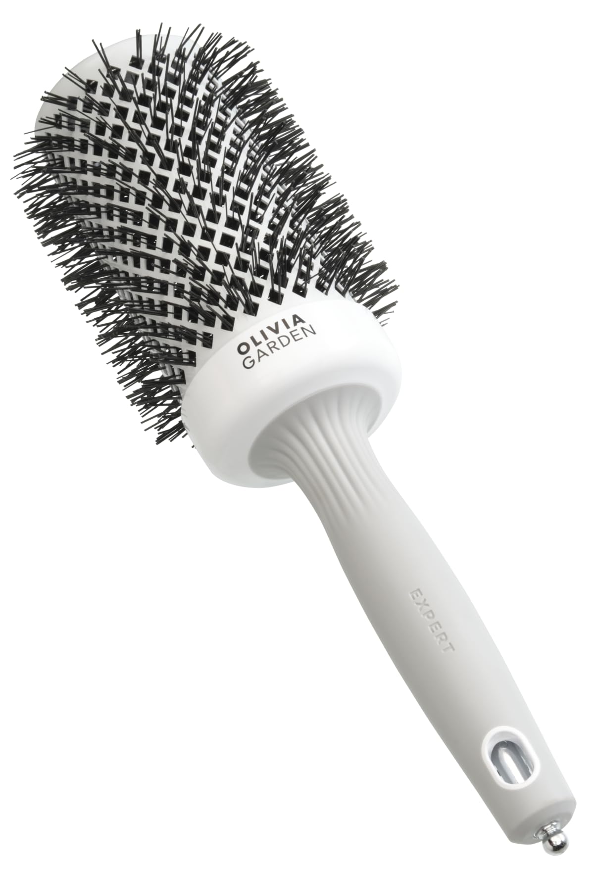 Olivia Garden Expert Blowout Shine - White & Grey - 55 - Ceramic Coated Round Brush for Smooth Blowout, Frizz-Free Hair & Radiant Shine - Very Good