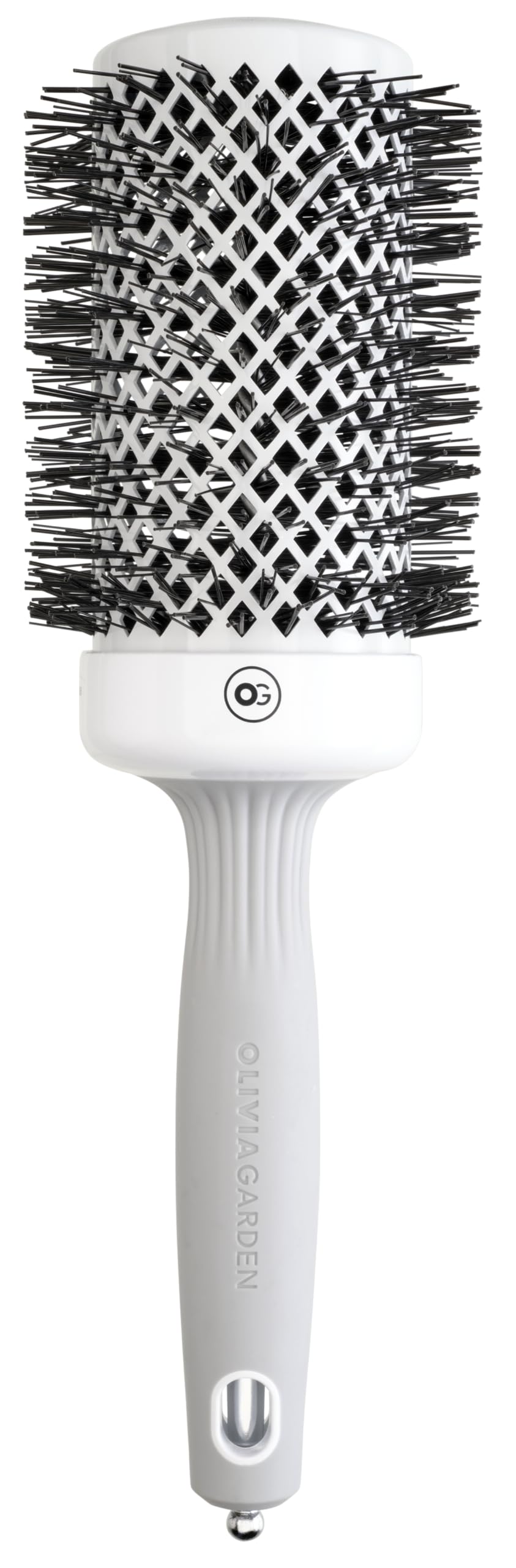 Olivia Garden Expert Blowout Shine - White & Grey - 55 - Ceramic Coated Round Brush for Smooth Blowout, Frizz-Free Hair & Radiant Shine - Very Good