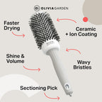 Olivia Garden Expert Blowout Shine - White & Grey - 55 - Ceramic Coated Round Brush for Smooth Blowout, Frizz-Free Hair & Radiant Shine - Very Good