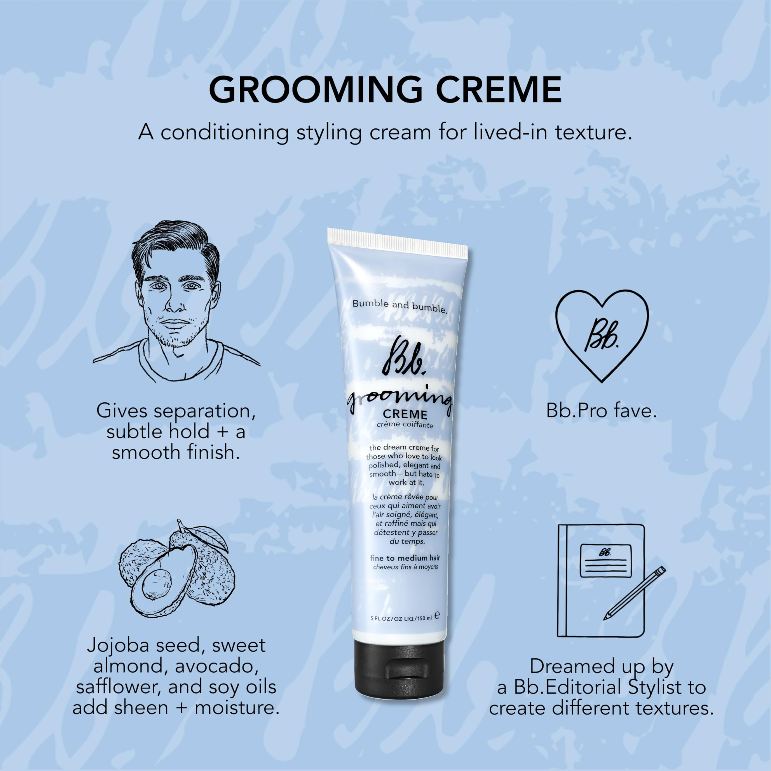 Bumble and bumble. Grooming Creme Styling Cream | Smoothing + Subtle Hold | For Fine to Medium Hair, 150 ml - Damaged Box