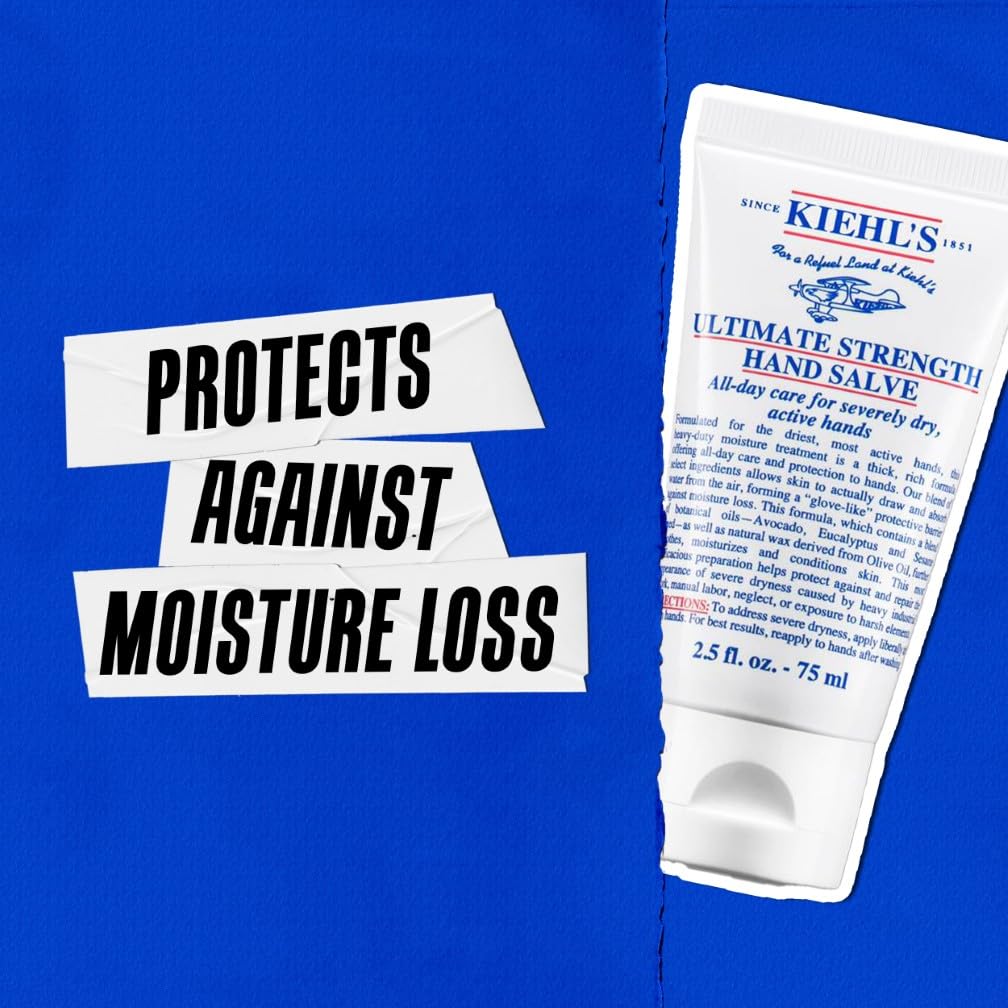 Kiehl's Ultimate Strength Hand Salve, Maximum-Strength Deeply Hydrating Hand Cream with Botanical Oils and Natural Emollients, Protects and Repairs Severely Dry Cracked Hands