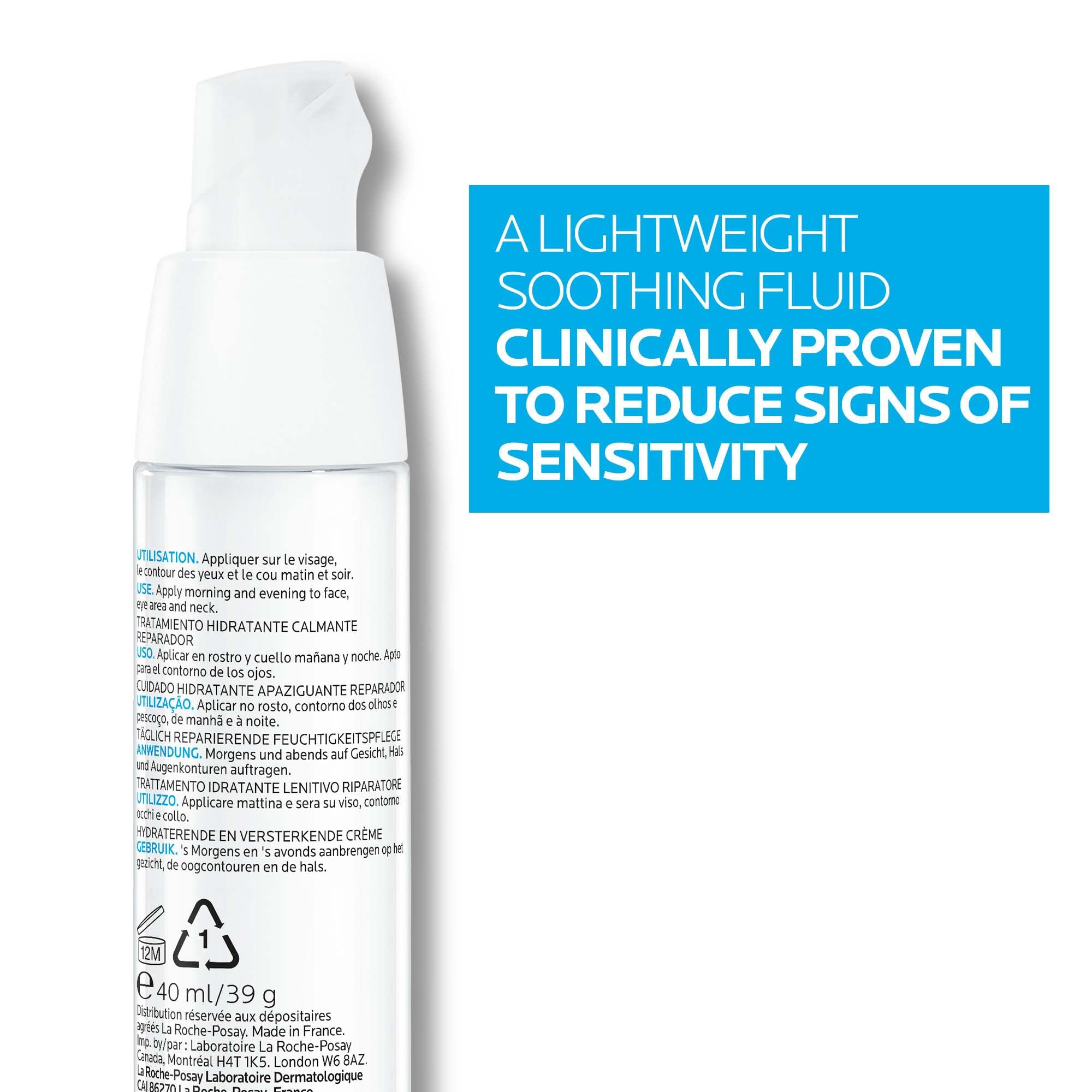 La Roche-Posay Toleriane Dermallergo Soothing Fluid, 48H Lightweight Face Moisturiser for Combination to Oily Sensitive Skin, with Sphingobioma and Neurosensine, 40ml - Damaged Box