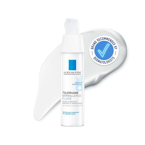 La Roche-Posay Toleriane Dermallergo Soothing Fluid, 48H Lightweight Face Moisturiser for Combination to Oily Sensitive Skin, with Sphingobioma and Neurosensine, 40ml - Damaged Box