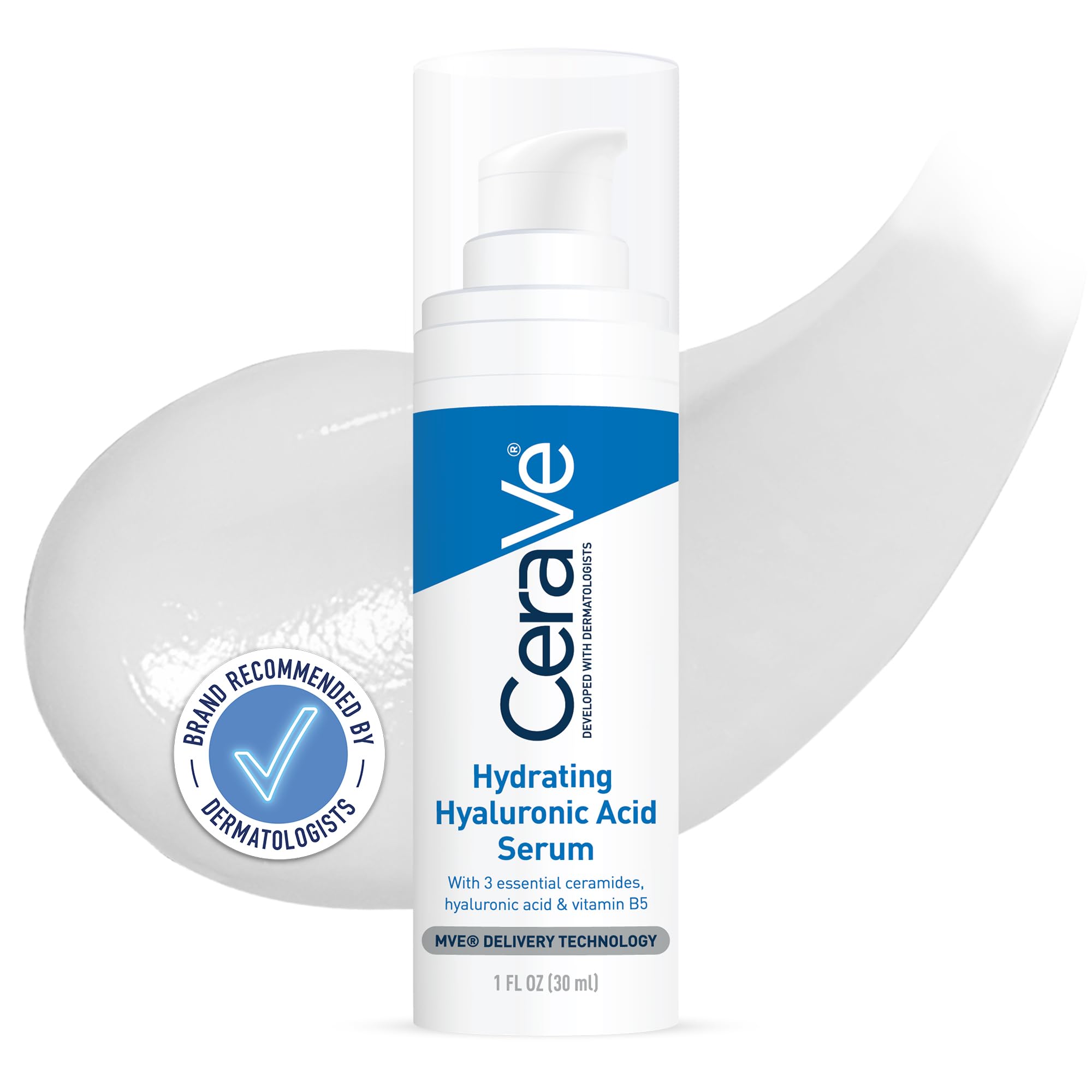 CeraVe Hydrating Hyaluronic Acid Serum - 3 Essential Ceramides & Vitamin B5 - Lightweight Gel - 30ml Face Serum - Damaged Box