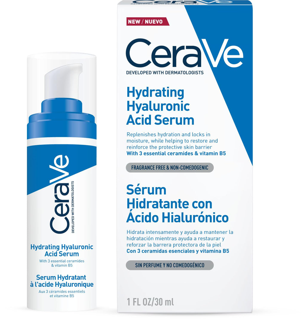 CeraVe Hydrating Hyaluronic Acid Serum - 3 Essential Ceramides & Vitamin B5 - Lightweight Gel - 30ml Face Serum - Damaged Box