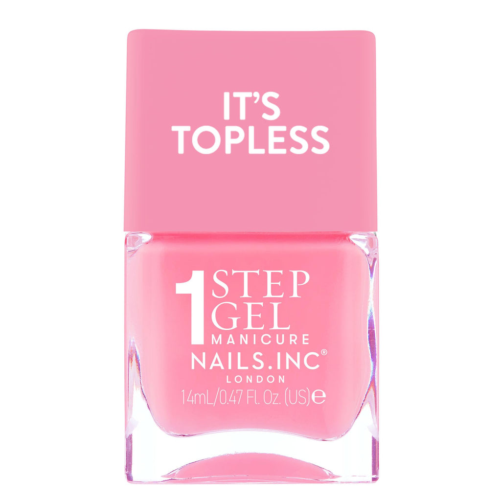 Nails Inc It's Topless Gel-Like Nail Polish, 4-in-1 Base Coat, Treatment, Colour & Top Coat, Long Lasting, Strong, Chip Free Nails, Glossy Salon Quality Manicure, Air Dry Nail Polish, Allegra, 14 ML