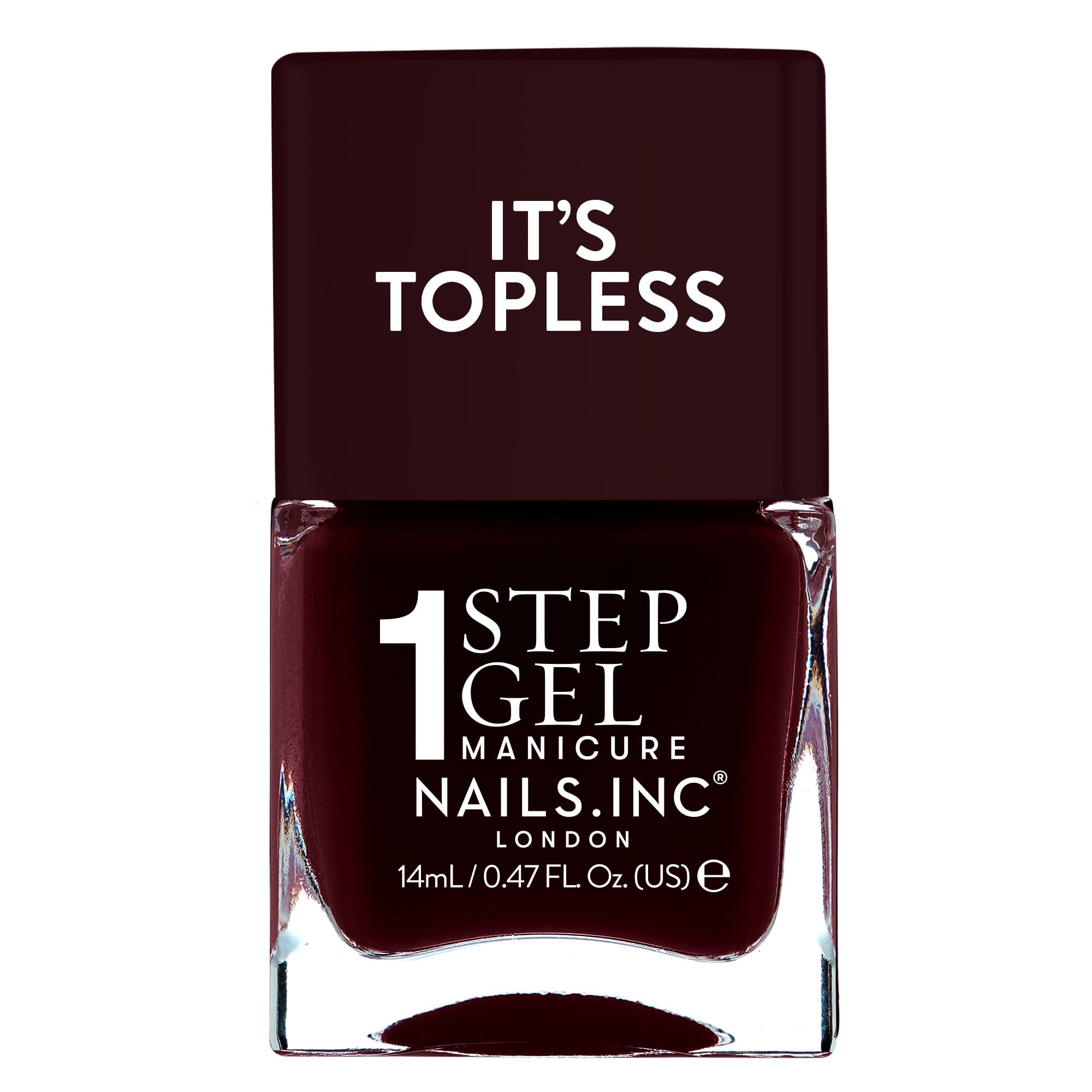 Nails Inc It's Topless Gel-Like Nail Polish, 4-in-1 Base Coat, Treatment, Colour & Top Coat, Long Lasting, Strong, Chip Free Nails, Glossy Salon Quality Manicure, Air Dry Nail Polish, Allegra, 14 ML