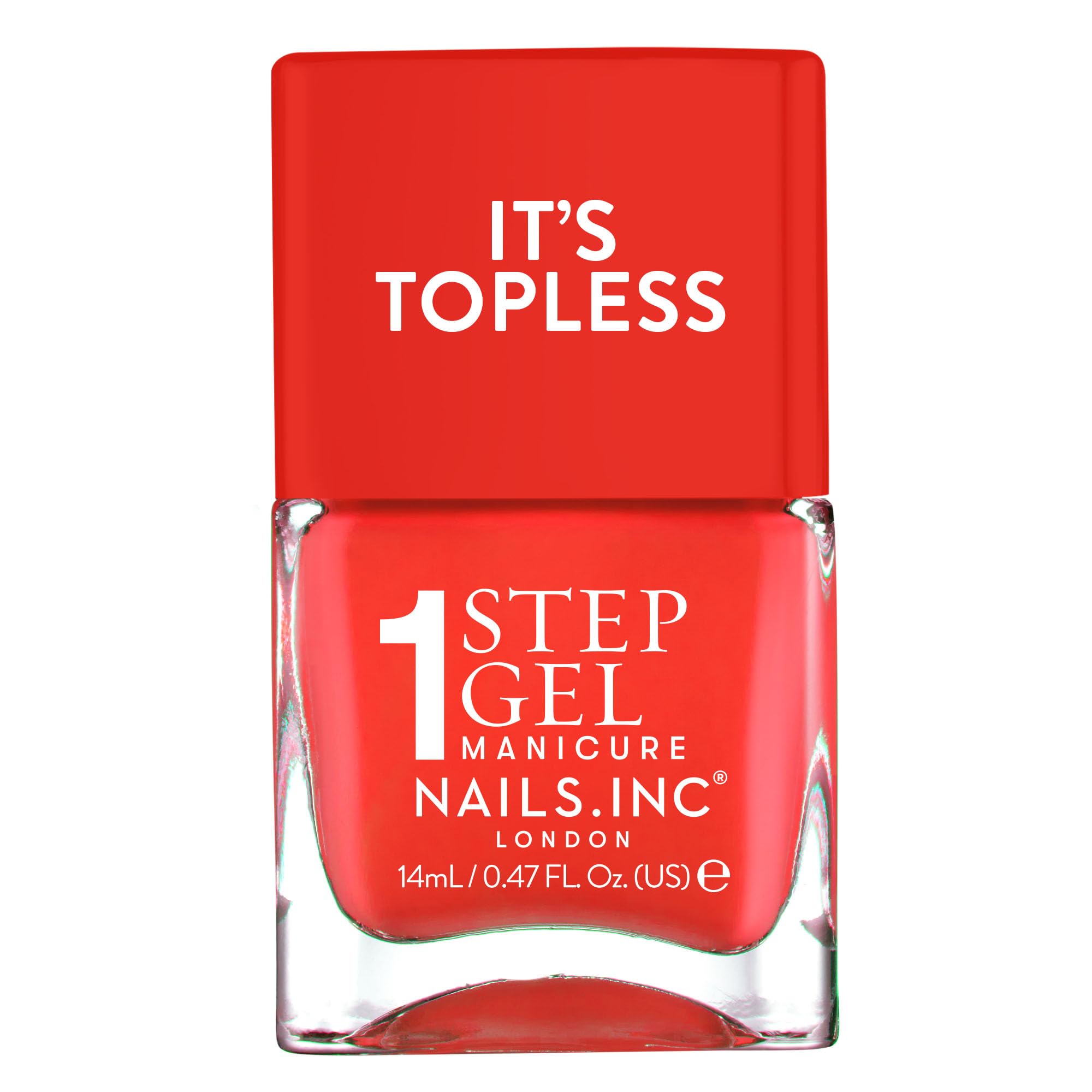 Nails Inc It's Topless Gel-Like Nail Polish, 4-in-1 Base Coat, Treatment, Colour & Top Coat, Long Lasting, Strong, Chip Free Nails, Glossy Salon Quality Manicure, Air Dry Nail Polish, Allegra, 14 ML