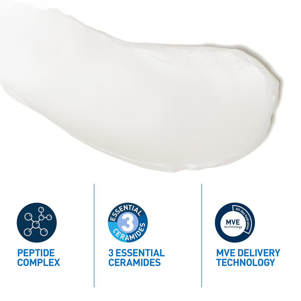CeraVe Skin Renewing Peptide Cream, Peptide Complex, With Hyaluronic Acid, 3 Essential Ceramides, MVE Technology, Non-Greasy Intensive Moisturiser, For All Skin Types Including Sensitive, 48g