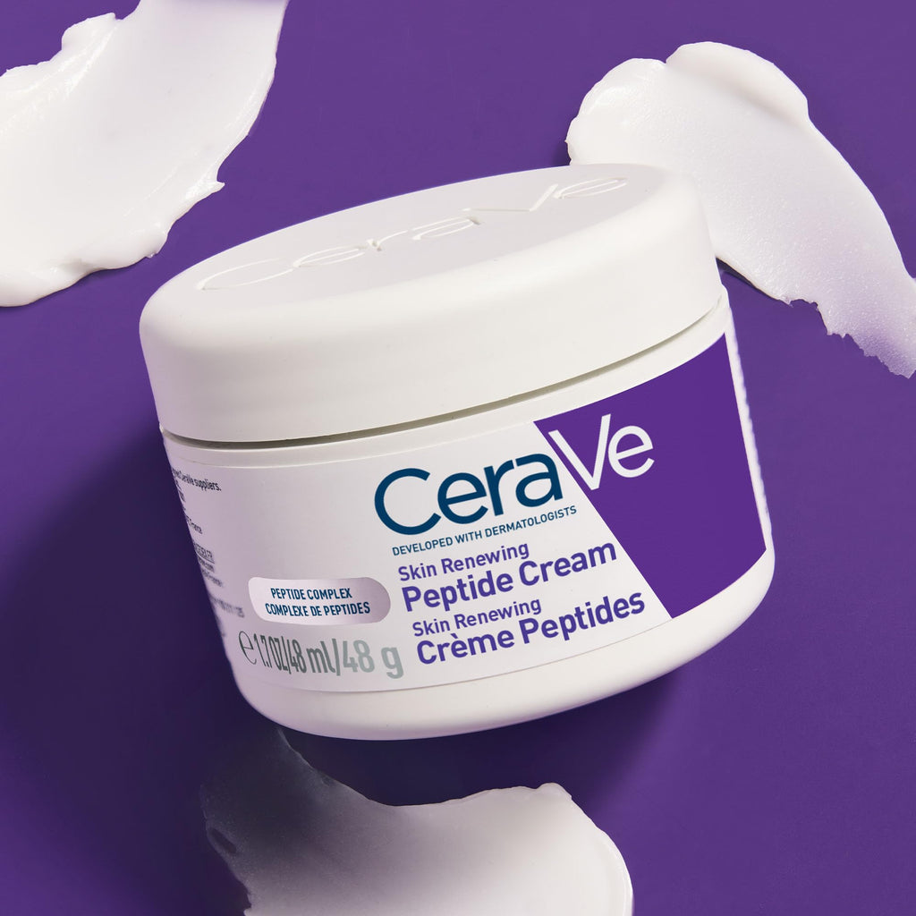 CeraVe Skin Renewing Peptide Cream, Peptide Complex, With Hyaluronic Acid, 3 Essential Ceramides, MVE Technology, Non-Greasy Intensive Moisturiser, For All Skin Types Including Sensitive, 48g