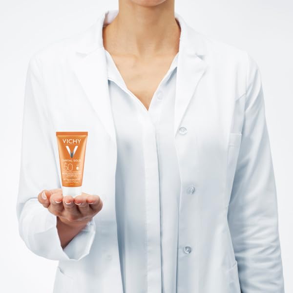 Vichy Captial Soleil Dry Touch Protective Face Fluid SPF 50+, Mattifying Sunscreen with Airlicium for Long-Lasting Shine Control, For All Skin Types, 50ml - Damaged Box