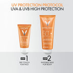 Vichy Captial Soleil Dry Touch Protective Face Fluid SPF 50+, Mattifying Sunscreen with Airlicium for Long-Lasting Shine Control, For All Skin Types, 50ml - Damaged Box