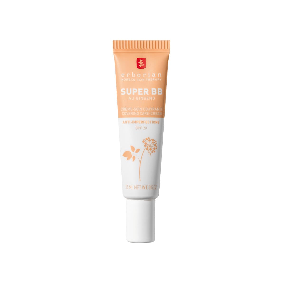 Erborian - Super BB Cream with Ginseng - High Coverage Tinted Face Care Anti-Imperfections - Complexion Corrector and Perfecter - Sun Protection SPF 20 - Korean Cosmetic - Dor'e 15ml