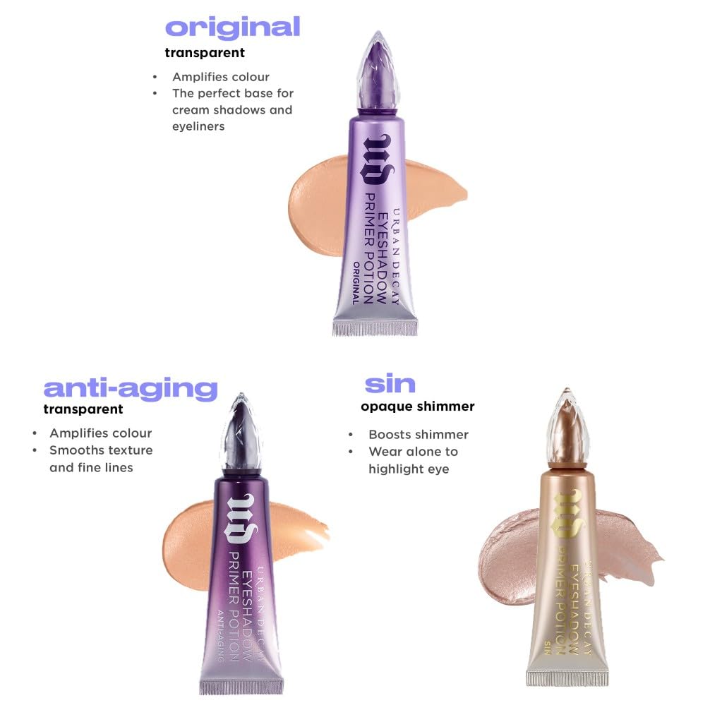 Urban Decay Eyeshadow Primer Potion, Smooths Imperfections, Preps Lids for Vibrant Crease-Free Makeup, Up to 24-Hour Long-Lasting, Vegan Formula*, Polymer Technology, Original Transparent Shade, 10ml - Damaged Box