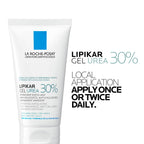 La Roche Posay Lipikar Urea 30% Exfoliating Moisturising Gel With Niacinamide, Intensive Care for Extremely Dry, Rough & Thick Localized Zones, Soothing Body Treatment, 50ml - Damaged Box