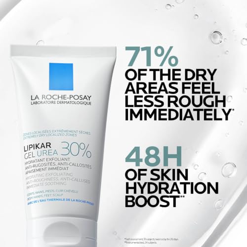 La Roche Posay Lipikar Urea 30% Exfoliating Moisturising Gel With Niacinamide, Intensive Care for Extremely Dry, Rough & Thick Localized Zones, Soothing Body Treatment, 50ml - Damaged Box