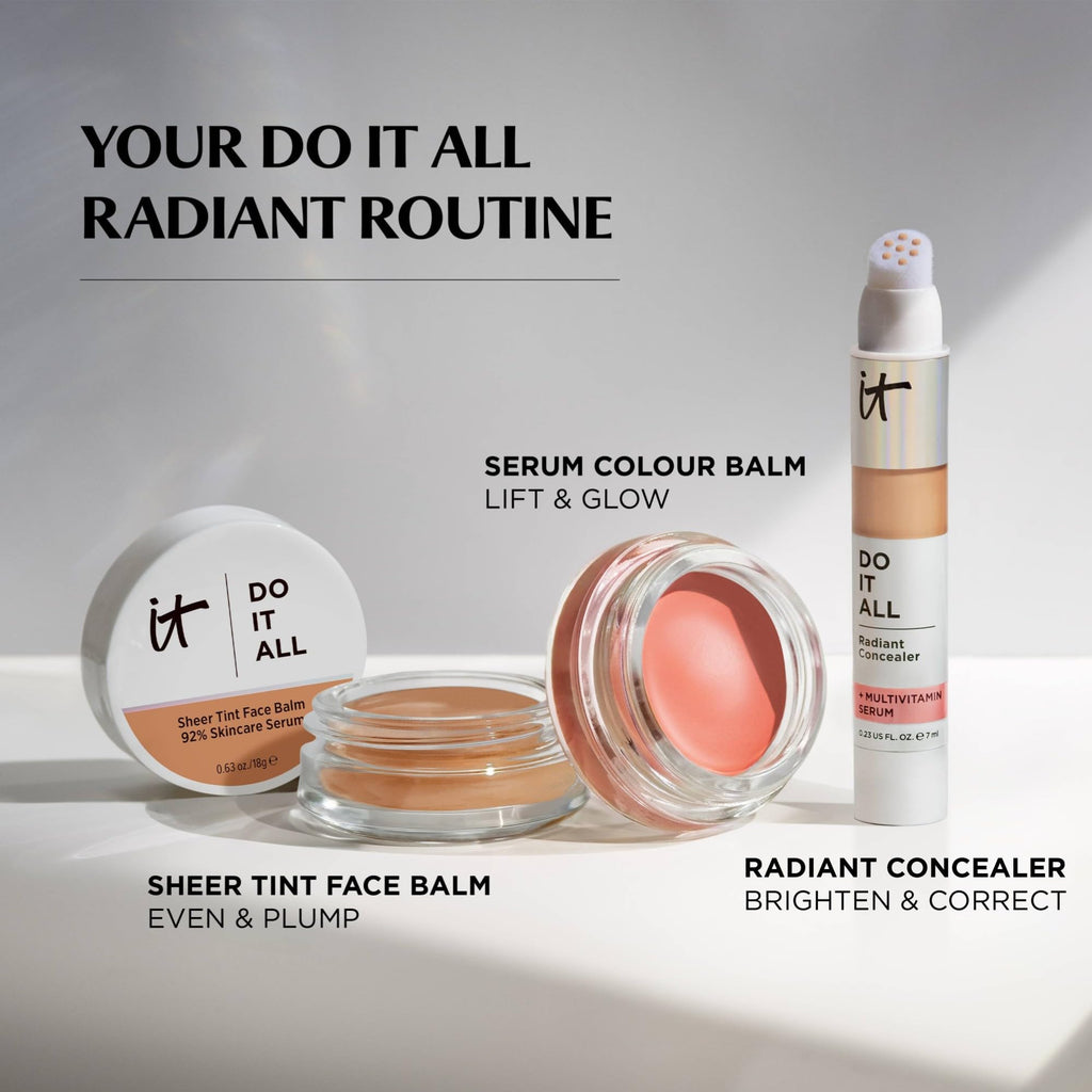 IT Cosmetics Do It All Sheer Tint Face Balm, Sheer-Coverage Tinted Moisturiser with Collagen Peptide, Hyaluronic Acid and Vitamin E, Up to 24HR Skincare Hydration, 18g - Damaged Box