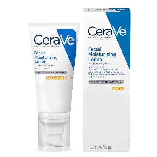 CeraVe AM Facial Moisturising Lotion SPF30 With 3 Essential Ceramides and Hyaluronic Acid, Broad Spectrum UVA/UVB Protection for Normal to Dry Skin, 52ml - Damaged Box