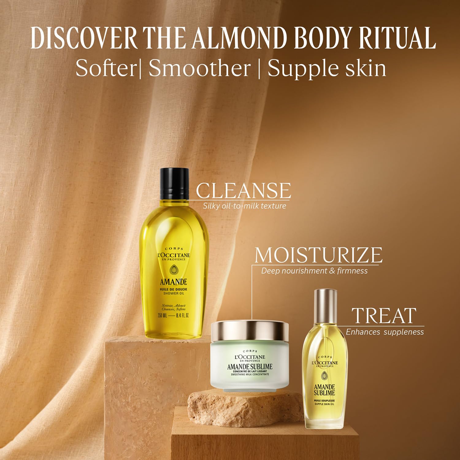 L'OCCITANE Almond Shower Oil 250ml | Moisturising & Nourishing | Vegan & 99% Readily Biodegradable | Luxury & Clean Beauty Body Wash for All Skin Types