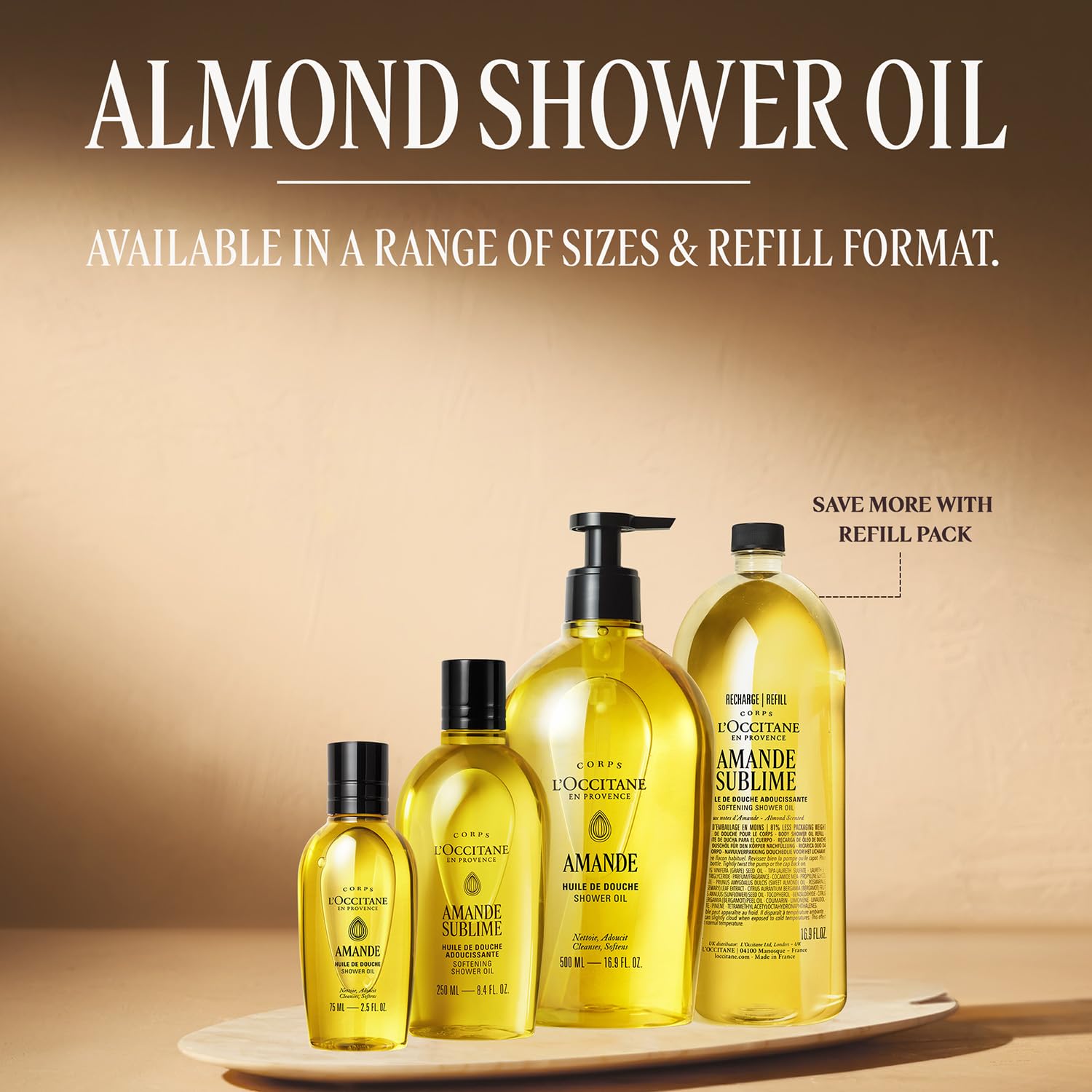 L'OCCITANE Almond Shower Oil 250ml | Moisturising & Nourishing | Vegan & 99% Readily Biodegradable | Luxury & Clean Beauty Body Wash for All Skin Types