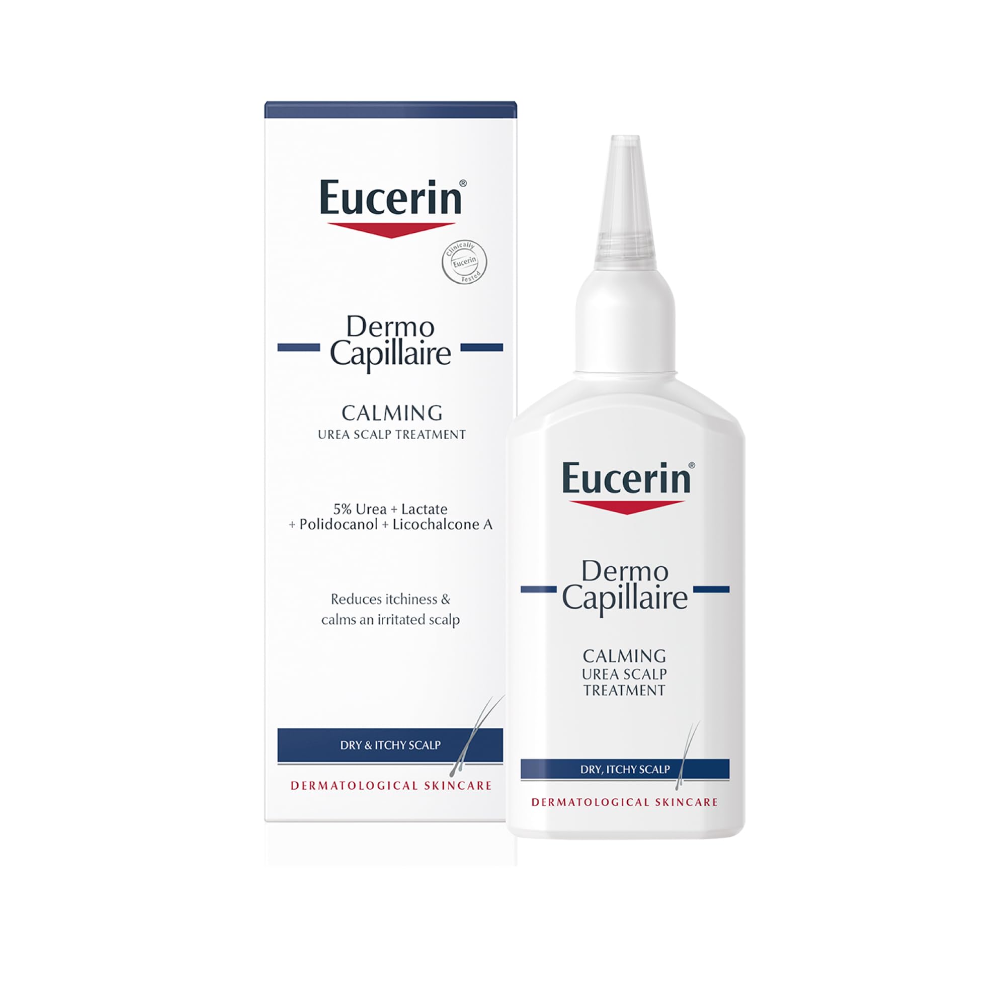 Eucerin DermoCapillaire Calming Urea Scalp Treatment 100ml, Intensive After Shower Leave-In Hair Serum, Psoriasis Scalp Treatment for Itchy, Flaky, Dry Scalp, Hydrating and Soothing Scalp Serum - Damaged Box