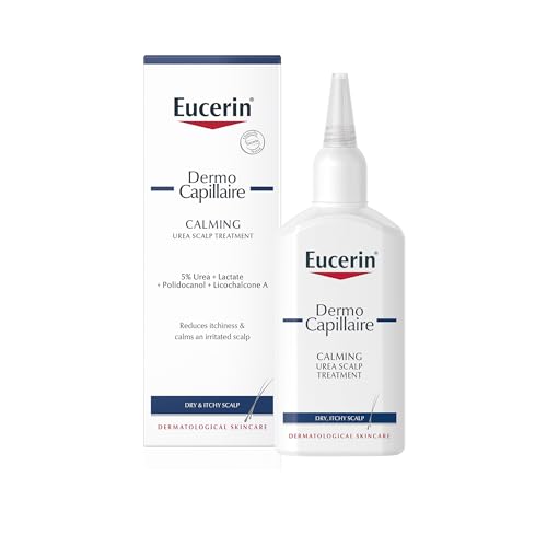 Eucerin DermoCapillaire Calming Urea Scalp Treatment 100ml, Intensive After Shower Leave-In Hair Serum, Psoriasis Scalp Treatment for Itchy, Flaky, Dry Scalp, Hydrating and Soothing Scalp Serum - Damaged Box