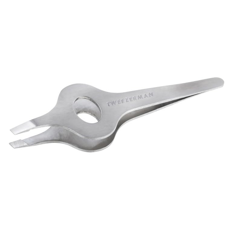 Tweezerman Wide Grip Tweezer, Extra Large Tweezers, Professional Stainless Steel Precision Tweezers for Facial Hair and Eyebrows, (Pack of 1) - Damaged Box