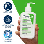 CeraVe Cream-to-Foam Cleanser With Amino Acids, 3 Essential Ceramides, Hyaluronic Acid, MVE Technology, For Normal to Dry Skin, Fragrance Free, Non-Comedogenic, 236ml - Damaged Box