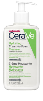 CeraVe Cream-to-Foam Cleanser With Amino Acids, 3 Essential Ceramides, Hyaluronic Acid, MVE Technology, For Normal to Dry Skin, Fragrance Free, Non-Comedogenic, 236ml - Damaged Box