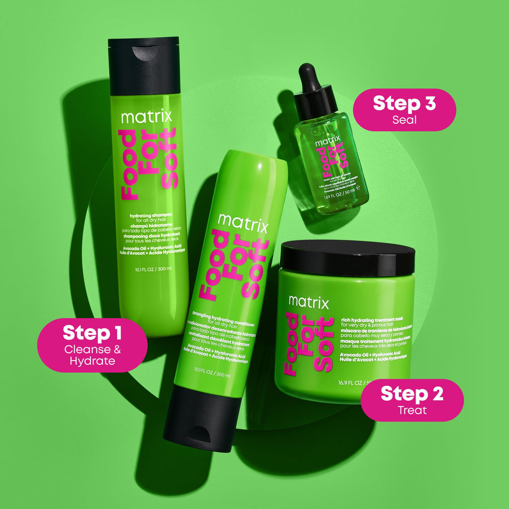 Food For Soft Hair Serum Oil For Dry, Brittle, and All Hair Types - Softens, Smooths, and Adds Shine With Heat Protection, Repairing Leave In With Avocado Oil 30ml - Damaged Box