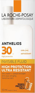 La-Roche-Posay Anthelios SPF30 Invisible Fluid Sunscreen for High Protection from UVB and UVA Rays, Light Weight and Ultra Resistant, Suitable for Sensitive Skin, 50ml - Damaged Box