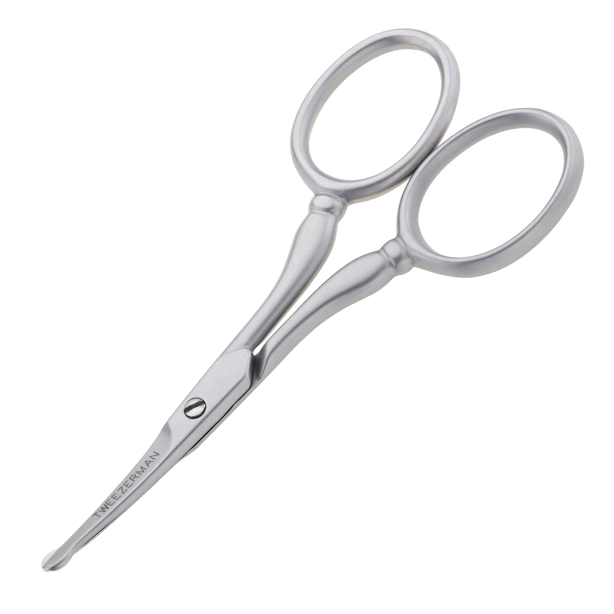 Tweezerman Facial Hair Scissors - Rounded Tip Stainless Steel for Eyebrows, Nose, Moustache, Beard, Ear Hair - 1 Pack - Damaged Box
