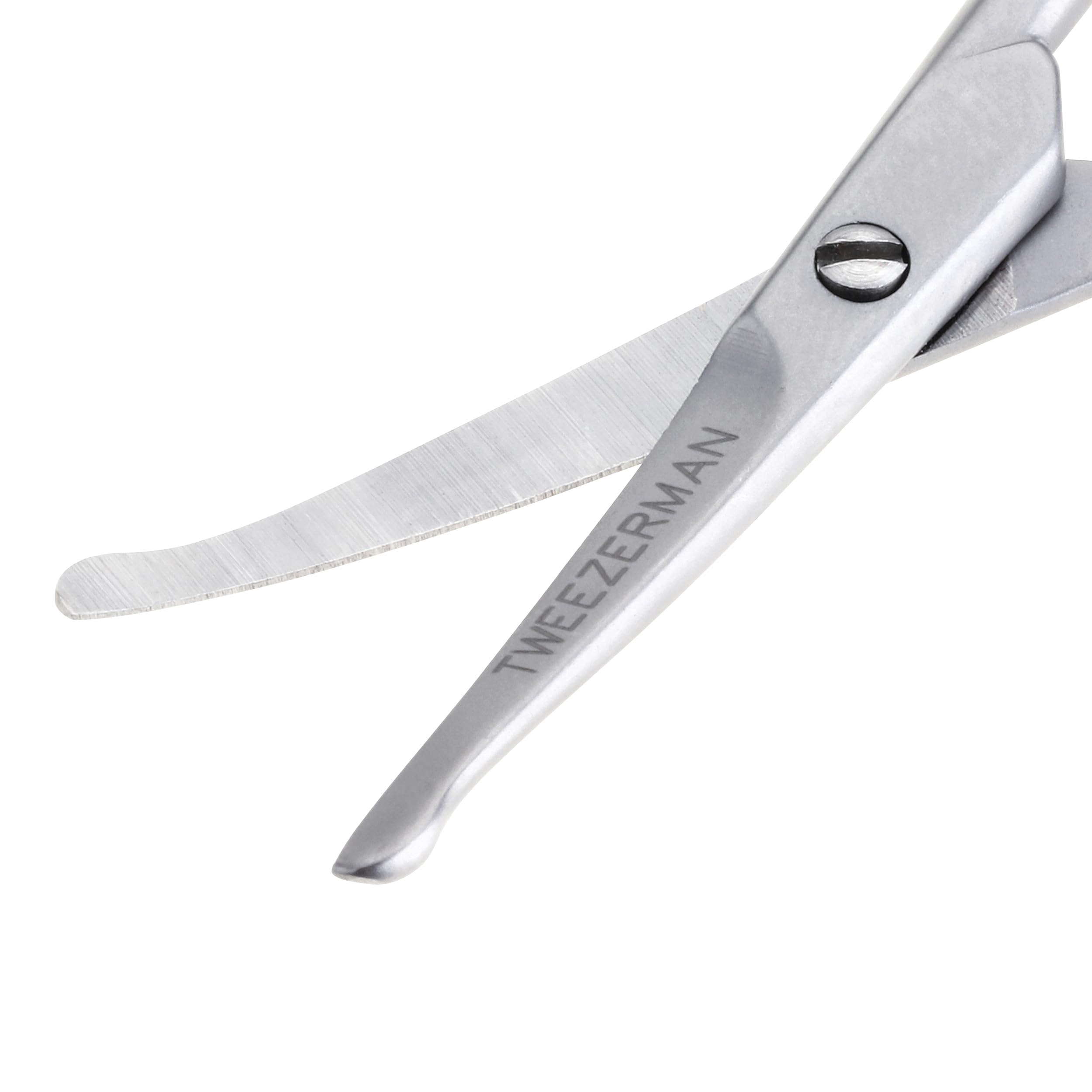 Tweezerman Facial Hair Scissors - Rounded Tip Stainless Steel for Eyebrows, Nose, Moustache, Beard, Ear Hair - 1 Pack - Damaged Box