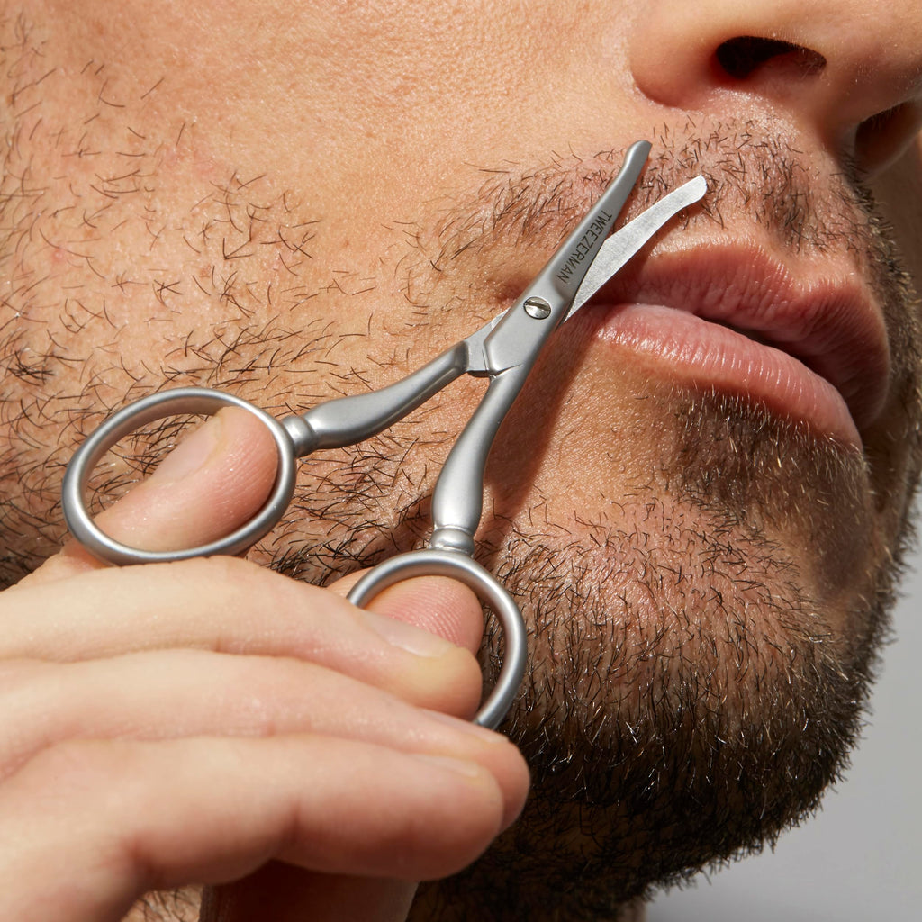 Tweezerman Facial Hair Scissors - Rounded Tip Stainless Steel for Eyebrows, Nose, Moustache, Beard, Ear Hair - 1 Pack - Damaged Box