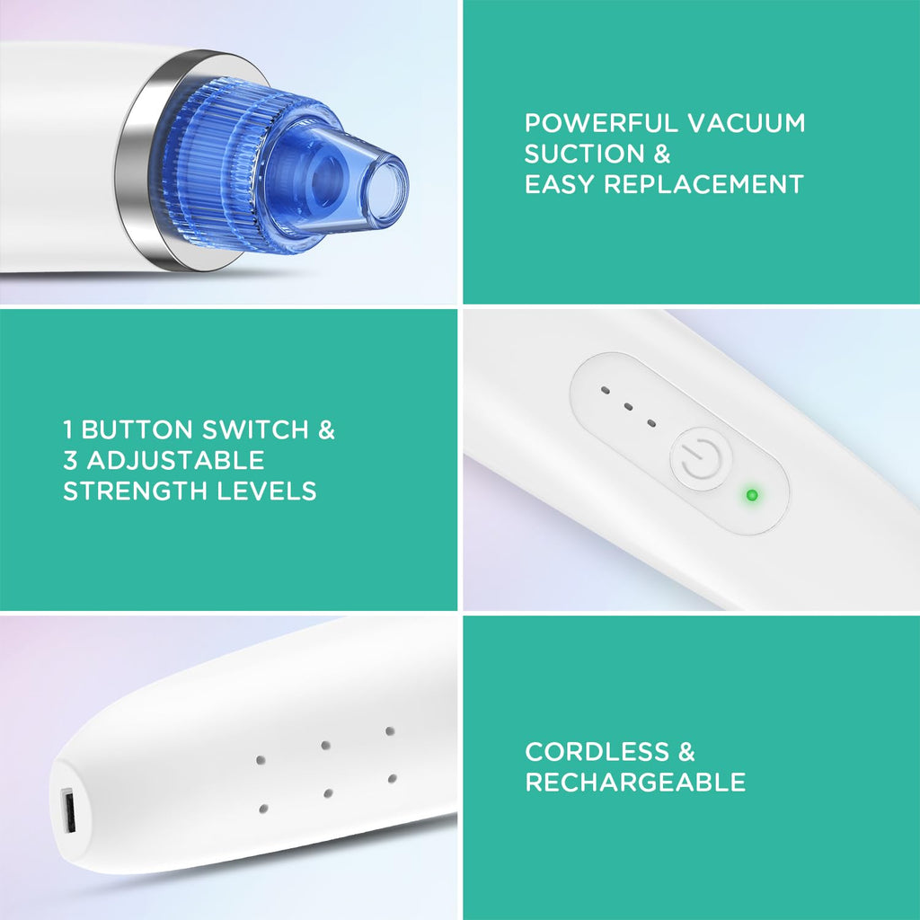 VOYOR Blackhead Remover Vacuum 6 Suction Heads Rechargeable Black Head Remover Tool for Face Pore Vacuum Cleaner Acne Comedone Pimple Whitehead Extractor BR410 - Damaged Box