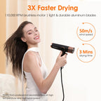 Faszin Hair Dryer, Lightweight Hairdryer with 110,000 RPM High Speed Motor for Fast Drying, 200 Million Ionic Hairdryers for Women & Men, Low Noise Hair Dryers, with 3 Magnetic Nozzle