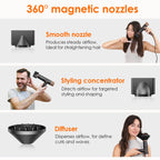 Faszin Hair Dryer, Lightweight Hairdryer with 110,000 RPM High Speed Motor for Fast Drying, 200 Million Ionic Hairdryers for Women & Men, Low Noise Hair Dryers, with 3 Magnetic Nozzle