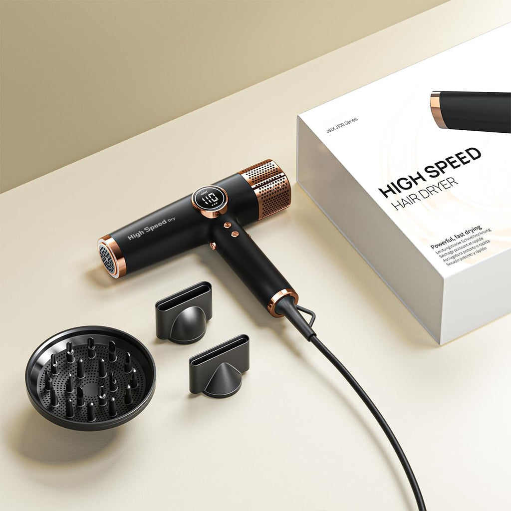 Faszin Hair Dryer, Lightweight Hairdryer with 110,000 RPM High Speed Motor for Fast Drying, 200 Million Ionic Hairdryers for Women & Men, Low Noise Hair Dryers, with 3 Magnetic Nozzle