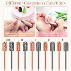 Nail Drill Bits, 2PCS Safety Bits for Nail Drill, Tungsten Carbide Bits, 3/32" Electric Drill Bits Set for Acrylic, Gel Nails, Large Barrel Fine Nail Bits for Salon Experienced