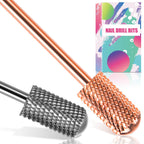 Nail Drill Bits, 2PCS Safety Bits for Nail Drill, Tungsten Carbide Bits, 3/32" Electric Drill Bits Set for Acrylic, Gel Nails, Large Barrel Fine Nail Bits for Salon Experienced