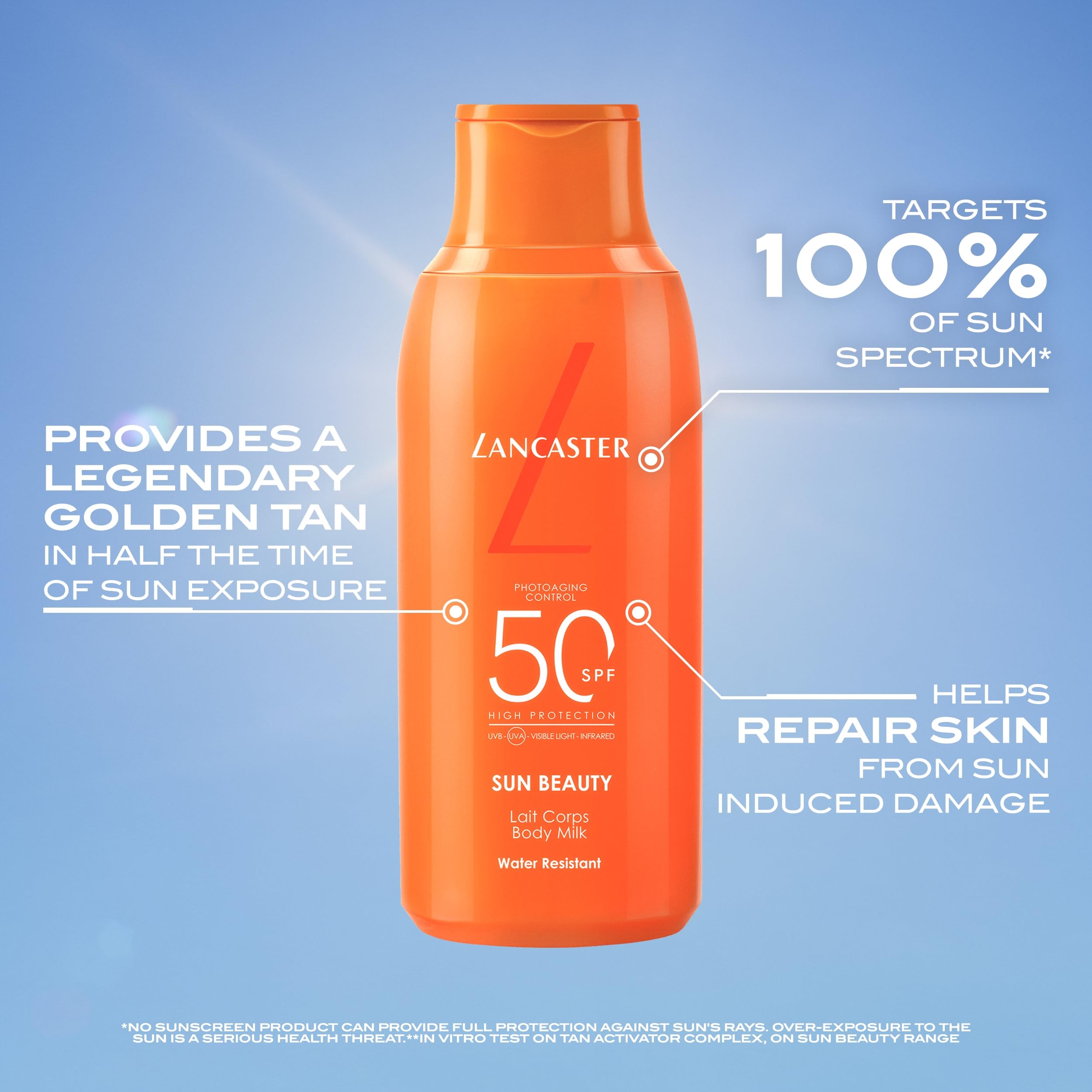 Lancaster Sun Beauty Body Milk SPF30 400ml - Photoaging Control - Broad Spectrum Sun Protection - Vegan