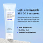 COSRX Ultra-Light Invisible Sunscreen SPF 50 Face Moisturiser, PA++++ Korean Sunscreen, Non Oily Sun Cream, UVA/UVB Protection, Daily Hydrating Sun Lotion, No White Cast 50ml - Damaged Box - BBE 02/2029